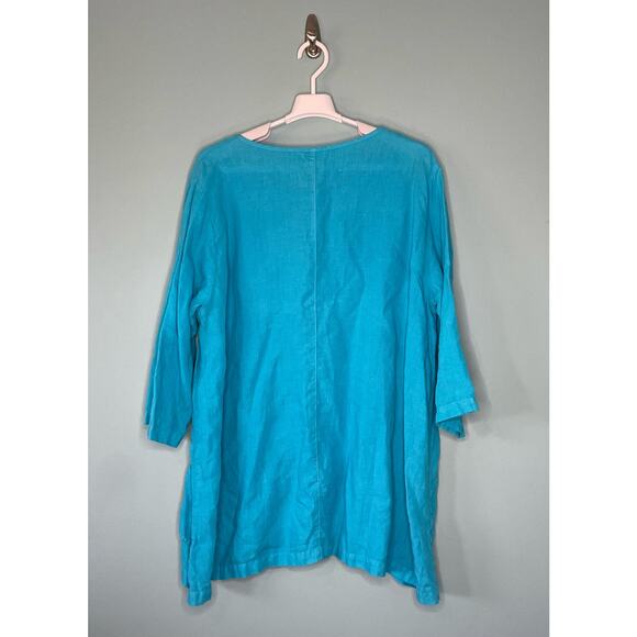 Mosaic USA Turquoise Faux Layer Hem Lagenlook Pullover Tunic Size XL - Picture 4 of 7